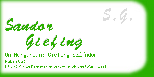 sandor giefing business card